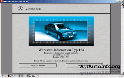 Mercedes-Benz E-Klasse W124 Service Manual 1985-1997