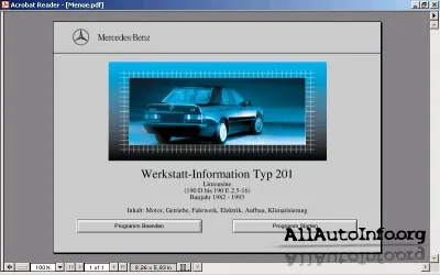 Mercedes-Benz 190 Werkstatt-Information Typ 201 (W201)