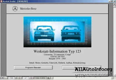 Mercedes-Benz Werkstatt-Information Typ W123