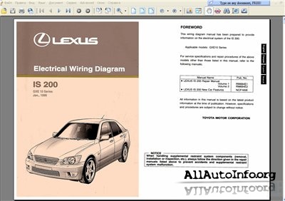 Lexus IS 200, IS 300 1999-2002 Wiring Diagram
