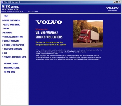Volvo VN / VHD Models (09/2002-2004) Service Publications Version 2 12/2004
