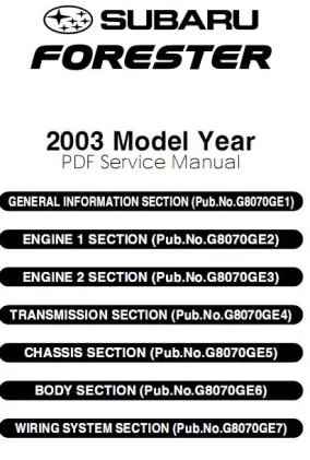 SUBARU FORESTER SSM Руководство по ремонту и диагностике [2003-05,EN]