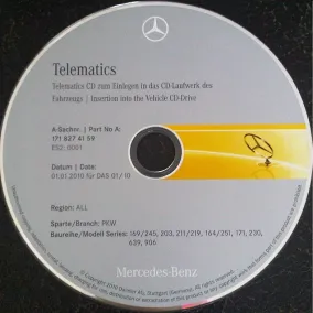 Диск обновления программного обеспечения Mercedes Telematics DVD 03/2012