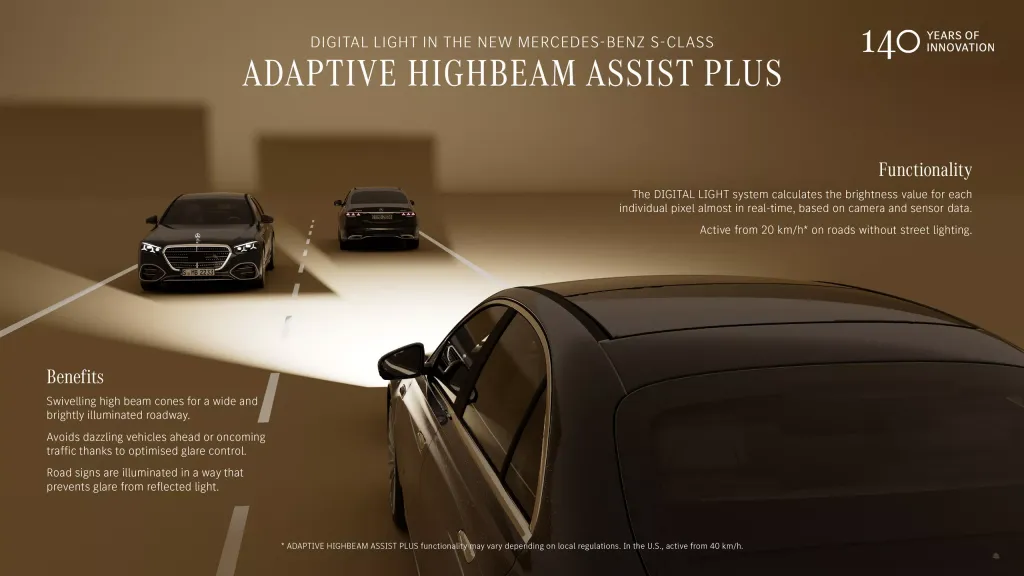 Mercedes-Benz S-Класс получил новый «цифровой свет» с 50 000 светодиодов и проекциями предупреждений