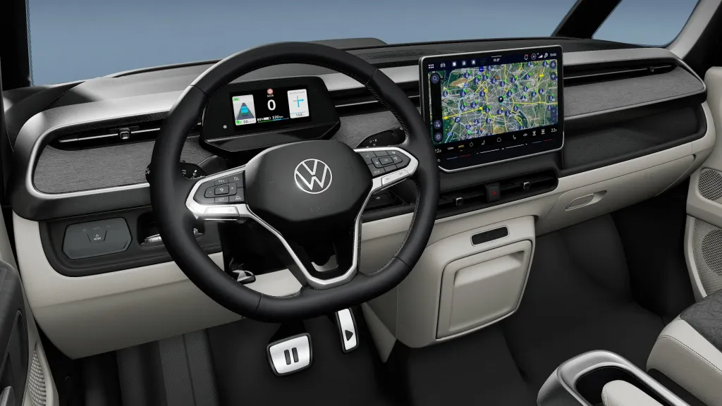 VW ID. Buzz 2026 обновился в Европе: 335 л.с., V2L, one-pedal driving и физические кнопки на руле