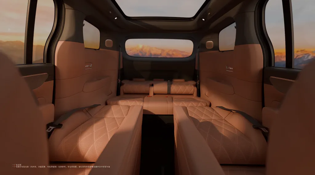 Leapmotor D99 показал интерьер: схема 2+2+3, поворотные кресла, большой стол, EV и EREV-версии